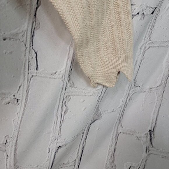 CREAM Heavy Knit scalloped hem‎ Ribbed Cropped Comfy Crew Neck Sweater L - Picture 3 of 10